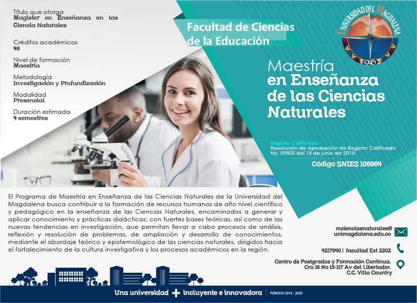 UNIMAGDALENA oferta nueva maestría en Enseñanza de las Ciencias Naturales