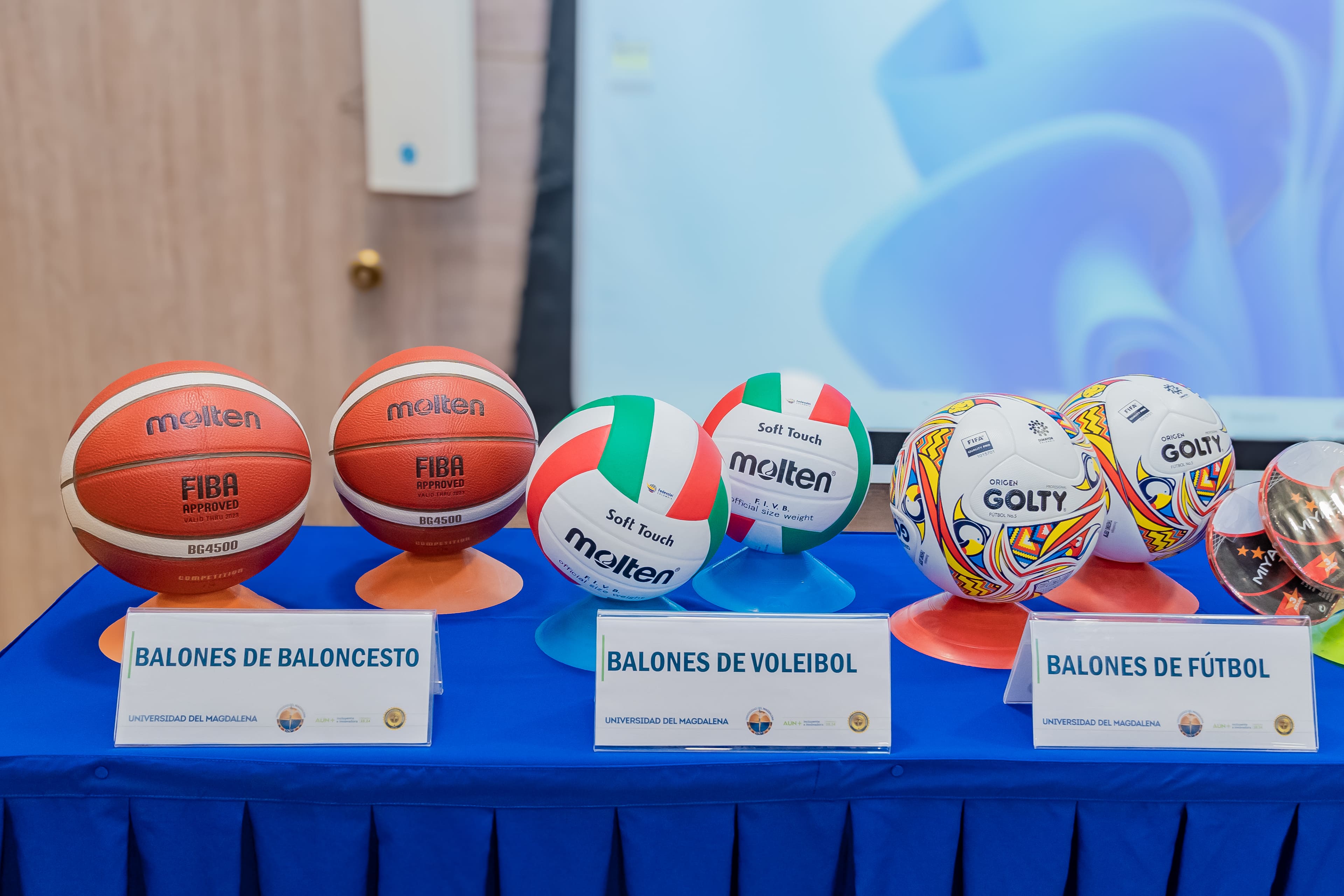 Implementos deportivos entregados en el evento.