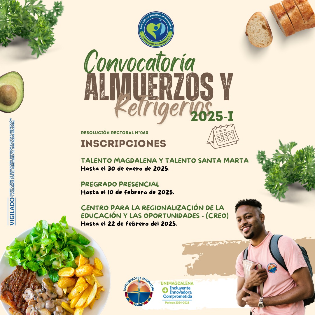 Se encuentra abierta la convocatoria para el programa de Almuerzo y Refrigerio para el periodo 2025-I.