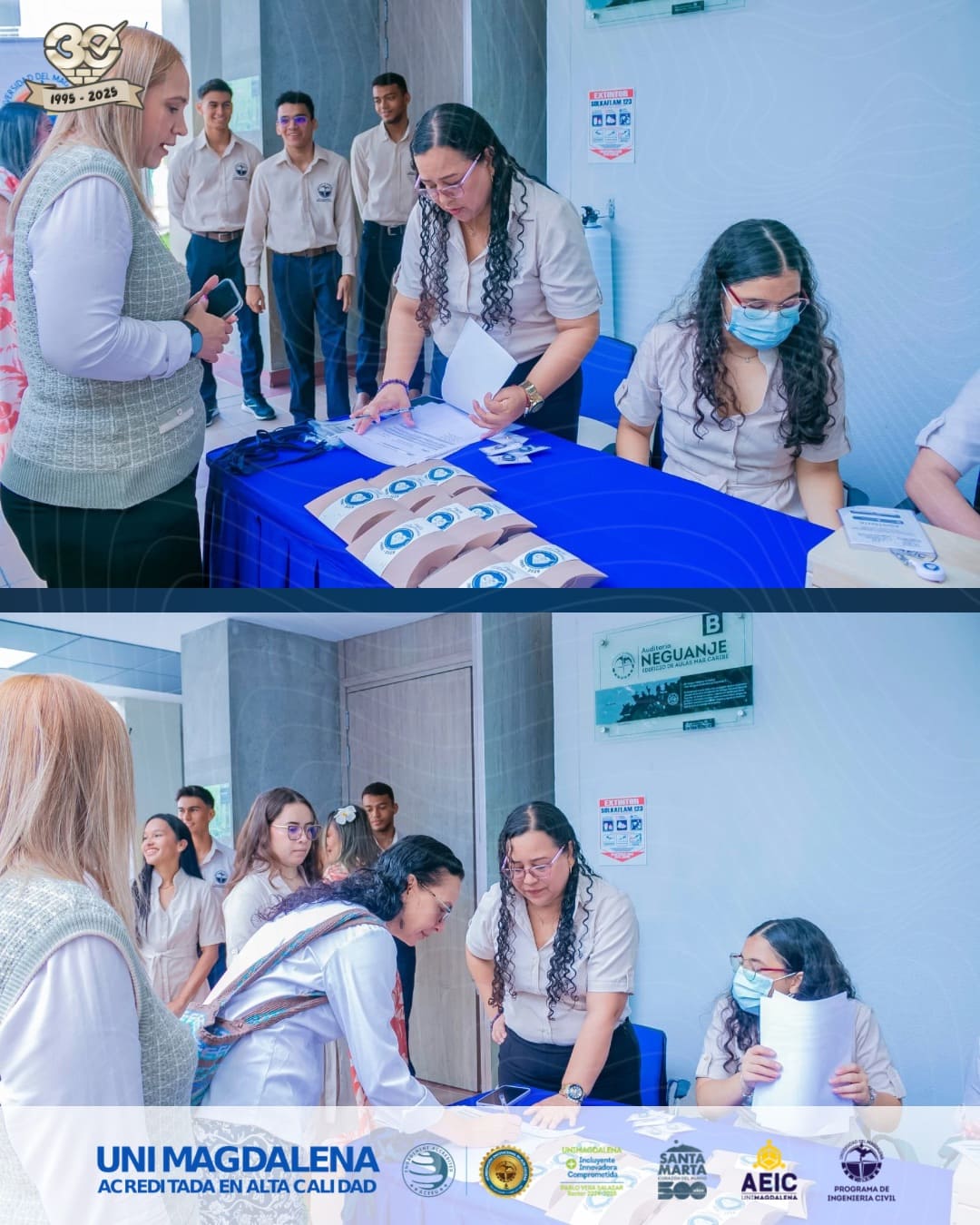 Estudiantes, egresados y docentes del Programa de Ingeniería Civil de la Universidad del Magdalena celebrando los 30 años del programa durante la XII