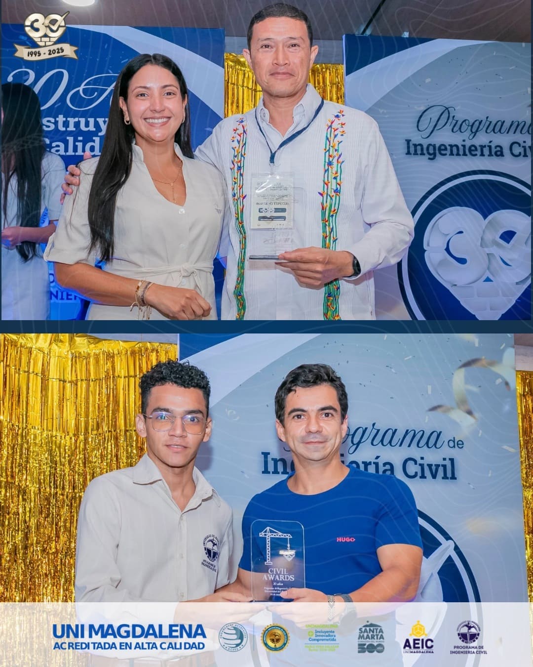 Estudiantes, egresados y docentes del Programa de Ingeniería Civil de la Universidad del Magdalena celebrando los 30 años del programa durante la XII