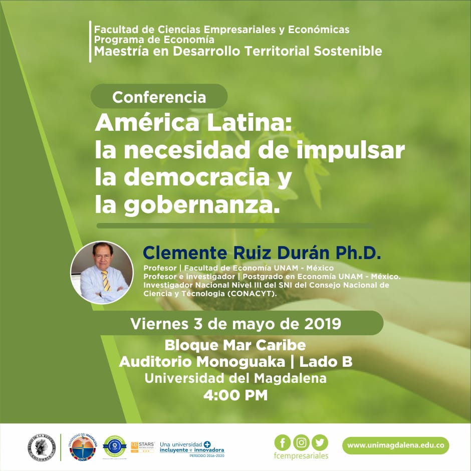 UNIMAGDALENA organiza conferencias sobre políticas, instrumentos y modelos de desarrollo regional