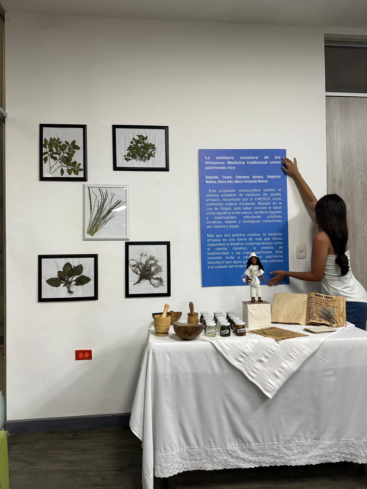 Estudiantes muestran piezas, plantas y elementos que representan prácticas y saberes ancestrales de comunidades Arhuacas.