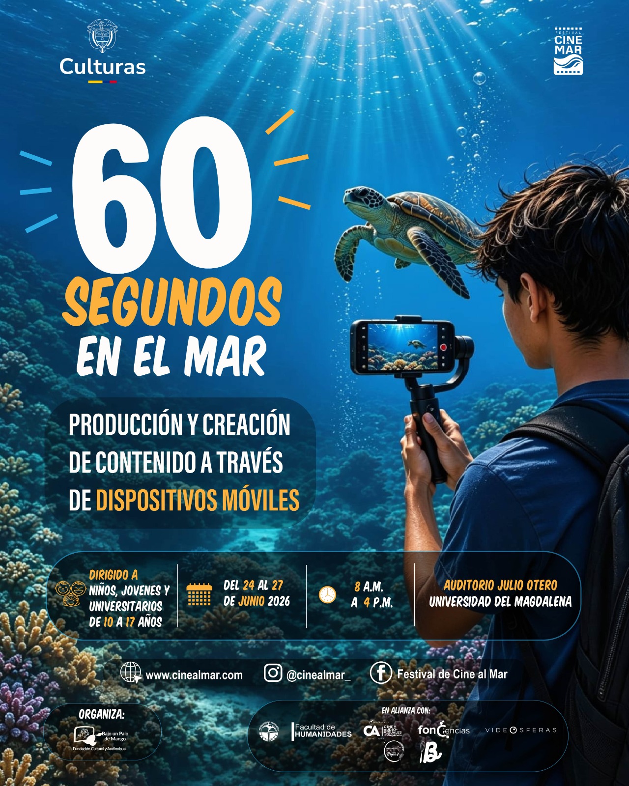 Desde el 24 al 27 de junio la Alma Mater será escenario del Laboratorio Creativo vacacional ‘60 Segundos en el Mar’