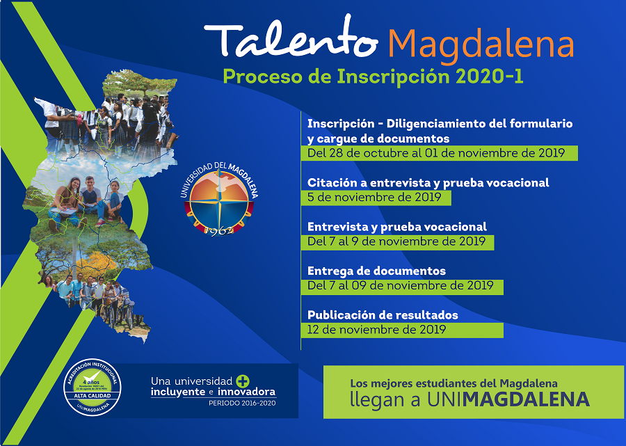 UNIMAGDALENA emitió calendario de admisión para el Programa Talento Magdalena