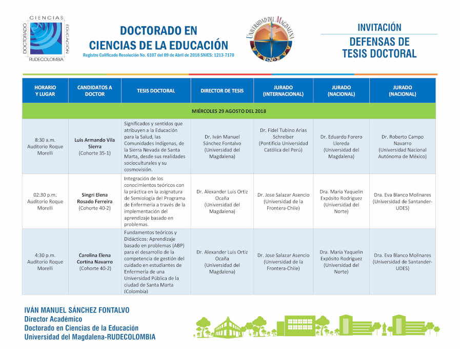 Defensas de Tesis Doctorales de la Cohortes 35-1 y 40-2