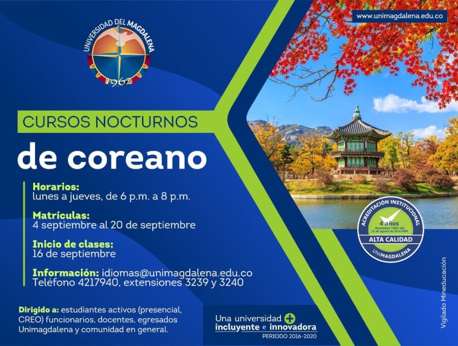 UNIMAGDALENA oferta curso en idioma coreano y curso en Lengua de Señas colombiana