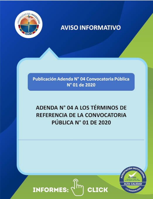 Adenda 4 convocatoria pública 01 de 2020