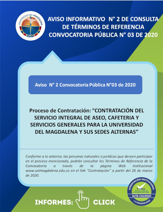 Aviso N° 2 convocatoria N° 03 de 2020