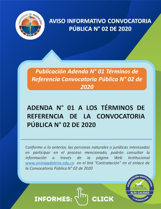 Adenda 01 de la convocatoria pública N° 02 de 2020