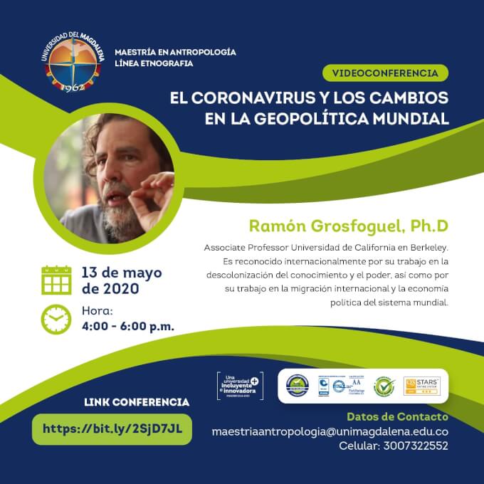 La Maestría en Antropología -línea Etnografía, tiene el gusto de invitarlos a la siguiente charla. Inscripción en el siguiente link: https://bit.ly/2SjD7JL