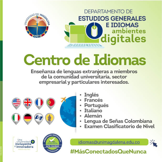 UNIMAGDALENA oferta Cursos de Idiomas para el periodo académico 2020-II