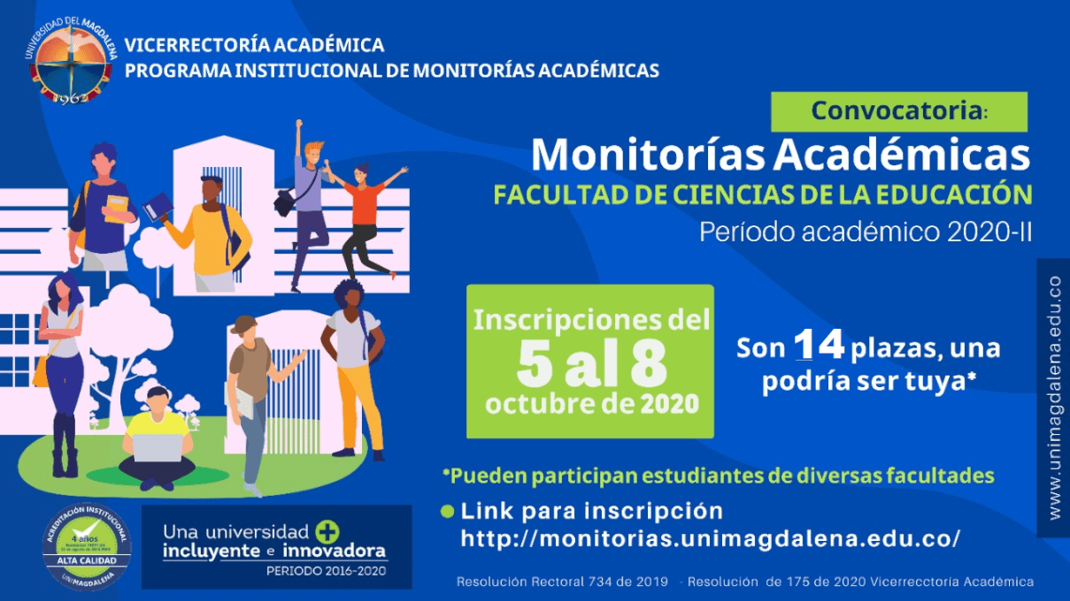 Convocatoria Monitorías Académicas Periodo académico 2020 - II Facultad de Educación