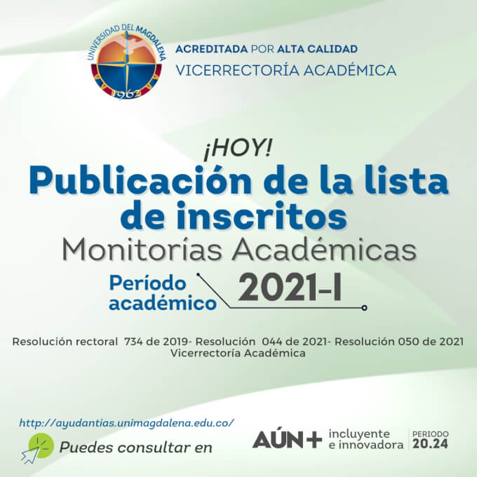 Estudiantes Inscritos Convocatoria de Monitorias Académicas 2021 - I