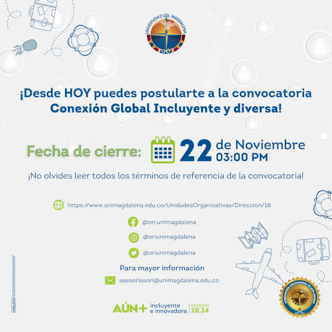 Banner informativo de la convocatoria Conexión Global Incluyente y Diversa 2021