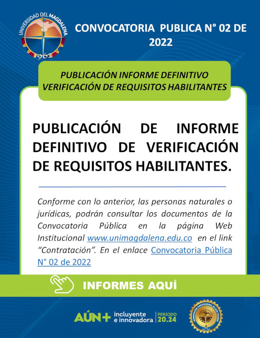 PUBLICACIÓN INFORME DEFINITIVO DE VERIFICACIÓN DE REQUISITOS HABILITANTES