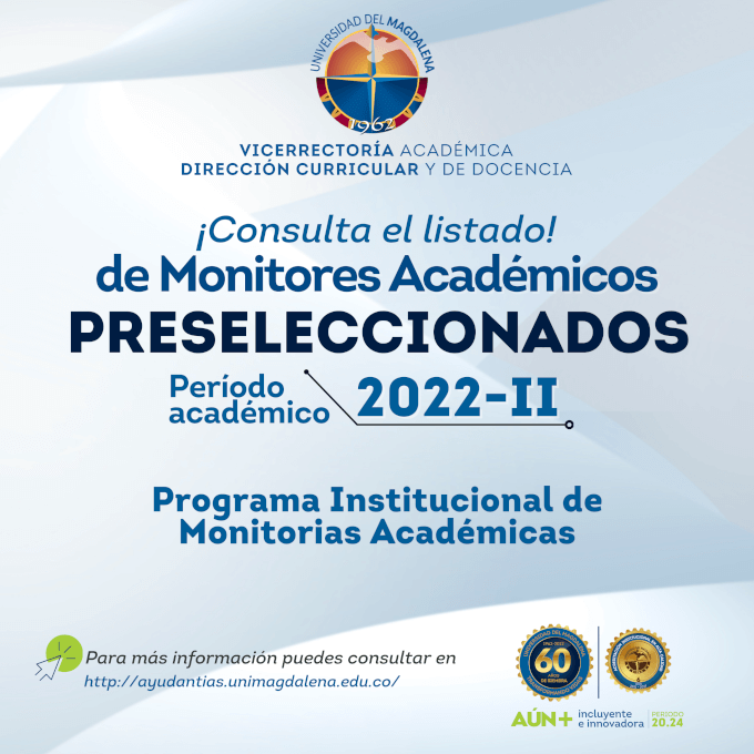 Estudiantes Pre Seleccionados en la Convocatoria de Monitorias Académicas 2022 - II