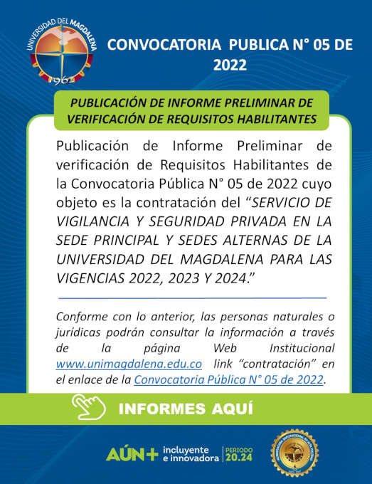 Informe Preliminar Verificación De Requisitos Habilitantes Convocatoria Pública N° 05 De 2022