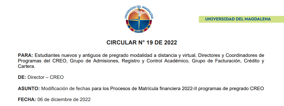 CIRCULAR N° 19 DE 2022