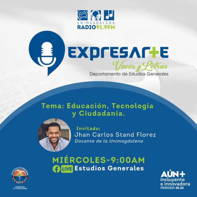 Regresa en su nueva temporada #Expresarte,  Voces y Letras programa que realiza el Departamento de Estudios Generales de la Universidad del Magdalena.