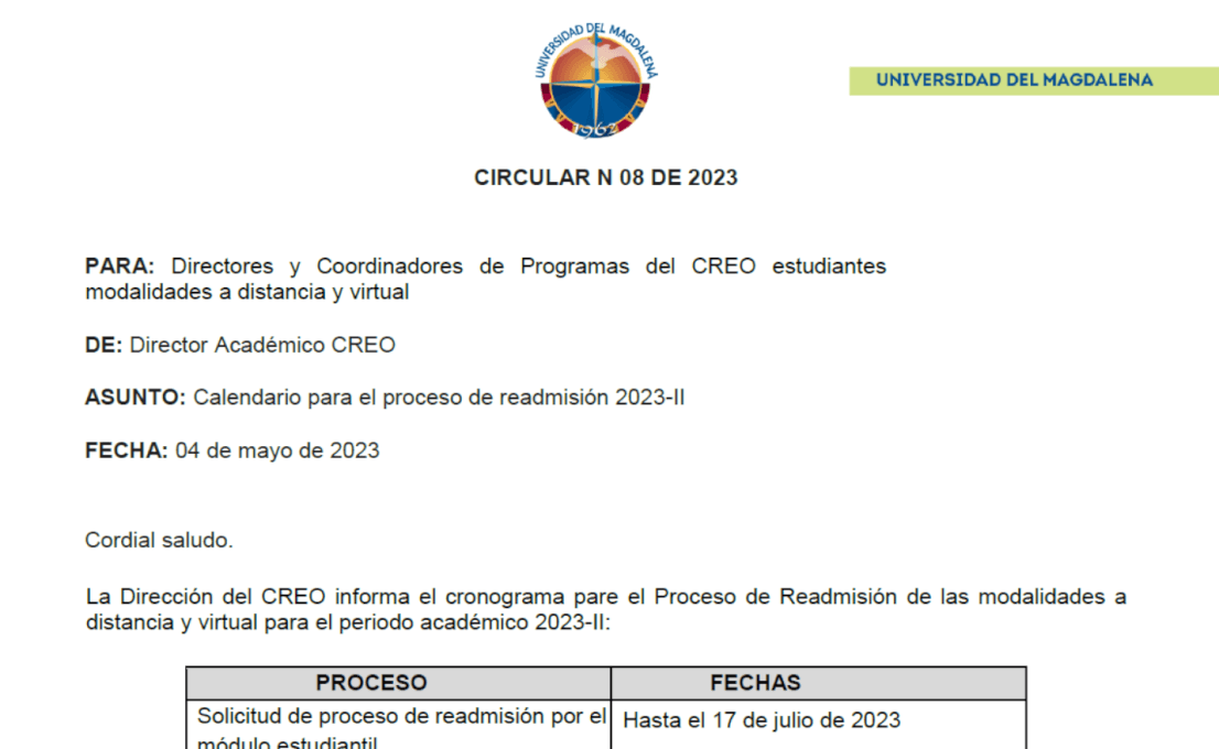 CIRCULAR N° 08 DE 2023