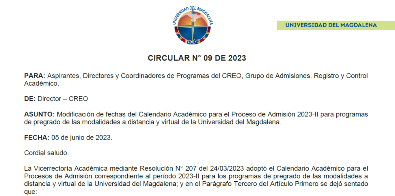 CIRCULAR N° 09 DE 2023