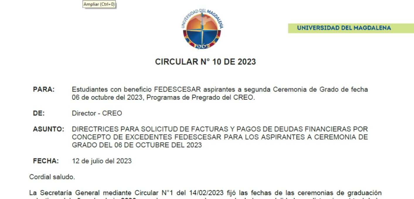 CIRCULAR N° 10 DE 2023