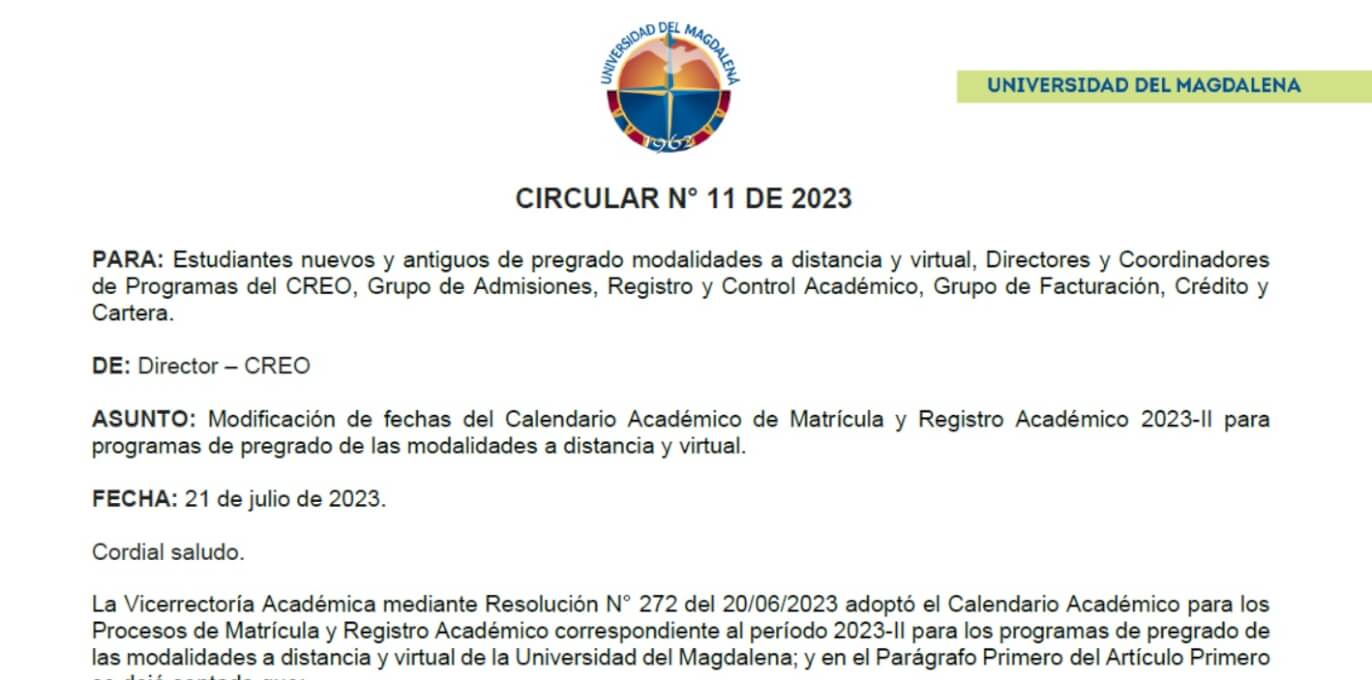 CIRCULAR N° 11 DE 2023