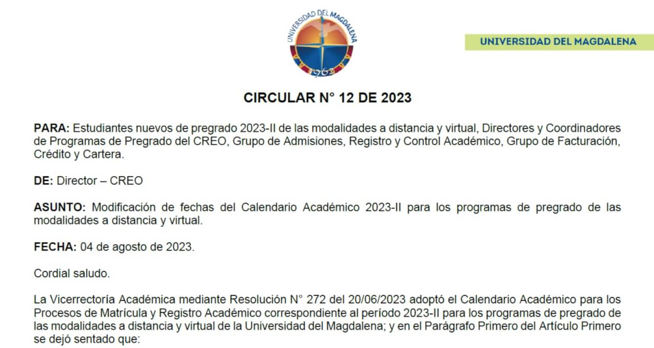 CIRCULAR N° 12 DE 2023