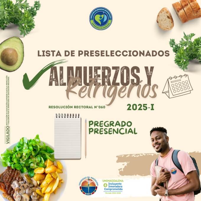 Lista de preseleccionados: programa de almuerzos y refrigerios 2025-I, pregrado presencial.