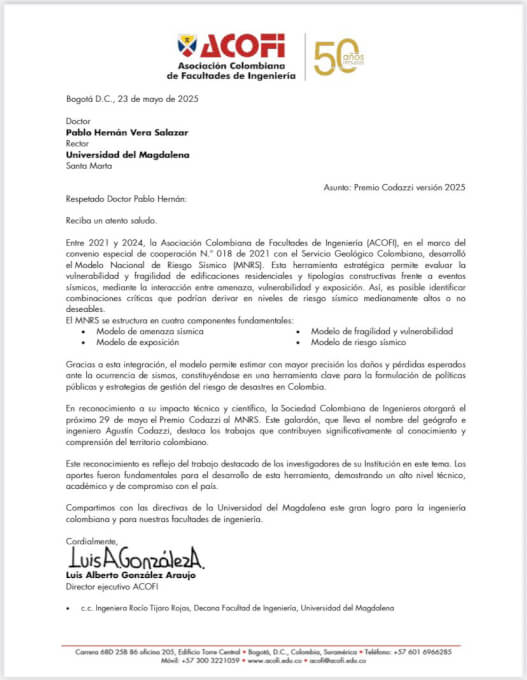 Investigación en Riesgo Sísmico con Sello Unimagdalena Recibe Reconocimiento Nacional