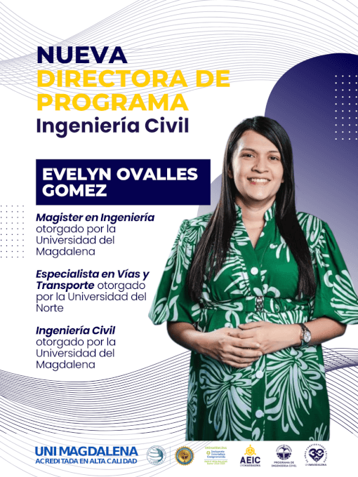 La Ing. Evelyn Ovalles Gómez asume la Dirección del Programa de Ingeniería Civil de la Universidad del Magdalena.