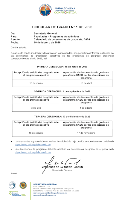 Conoce las Fechas de Grado 2026