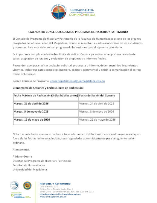 CALENDARIO CONSEJO DE PROGRAMA