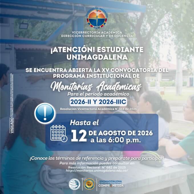 Convocatoria del Programa Institucional de Monitorias Académicas 2026-II y 2026-IIIC