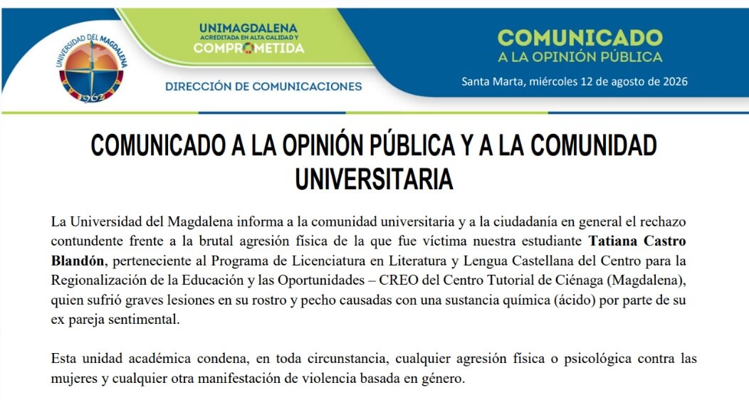 COMUNICADO A LA OPINIÓN PÚBLICA Y A LA COMUNIDAD UNIVERSITARIA