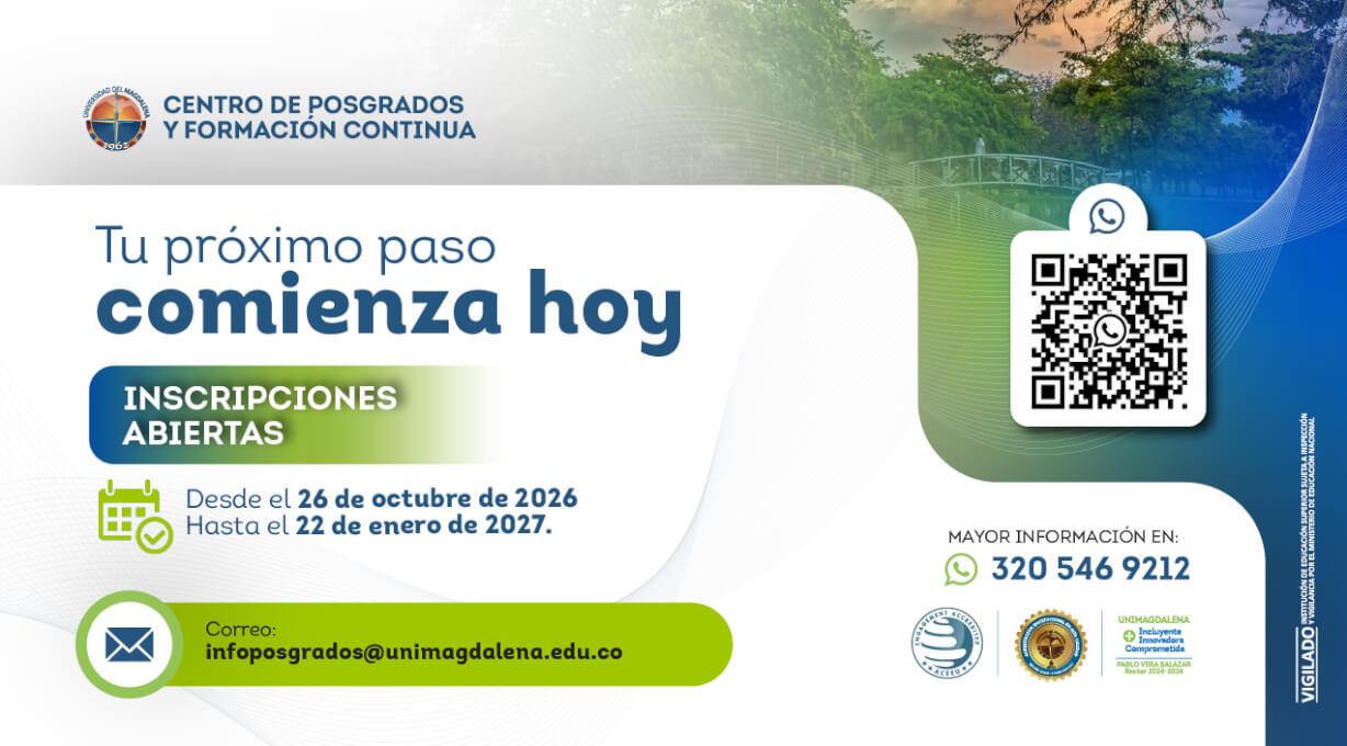 Universidad del Magdalena abre inscripciones para sus programas de posgrados 2027-I