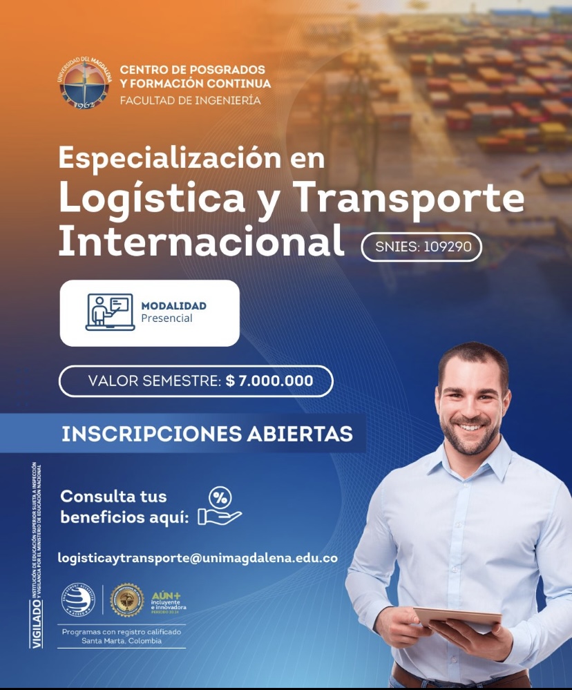 Logo de Especialización en Logística y Transporte Internacional