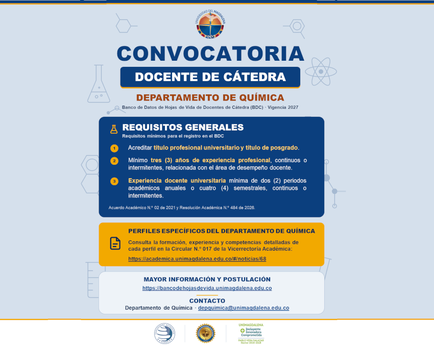 Convocatoria Docente 2027 - Departamento de Química