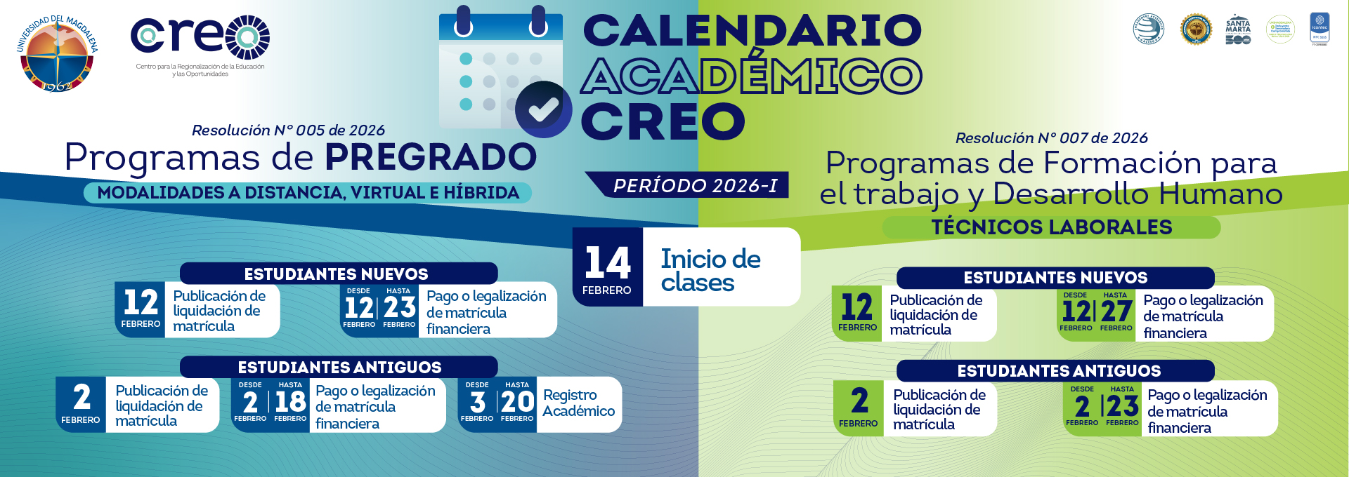 Calendario CREO UNIMAGDALENA