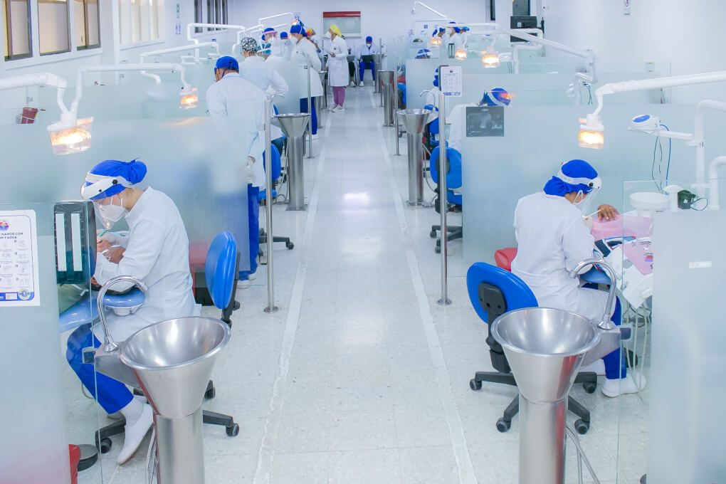 Estudiantes en la preclínica odontológica