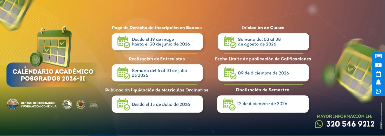 Inscripciones programa de posgrados Universidad del Magdalena